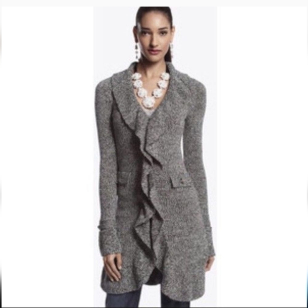 White House Black Market Cardigan With Ruffle Closure